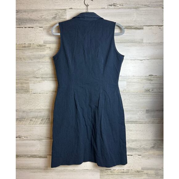 J. McLaughlin size 4 blue sleeveless collar 3/4 button down shift dress pocket - Picture 2 of 5